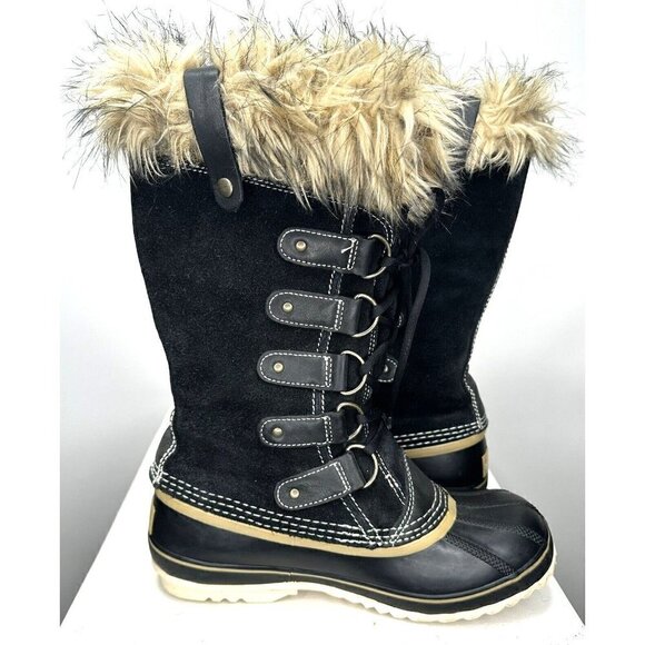 Sorel Womens Boots Joan of Artic Winter Faux Fur Insulated Waterproof Black 7 - Picture 7 of 14